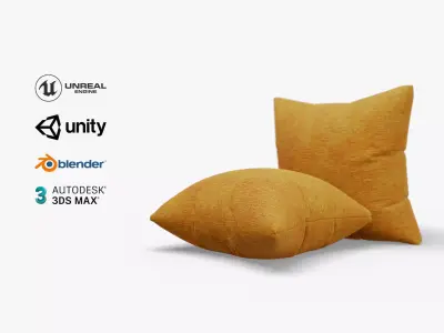 Cushion Orange Denim Low-poly 3D model