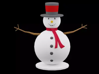 Christmas Snow Man  Low-poly 3D model