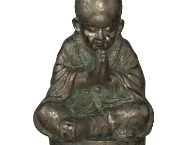 Buddhist Monk Statue Low-poly 3D model