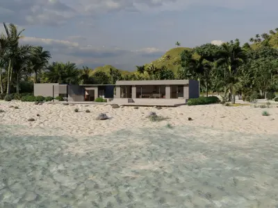Beach Casa Scene-villa-modern house 3D model
