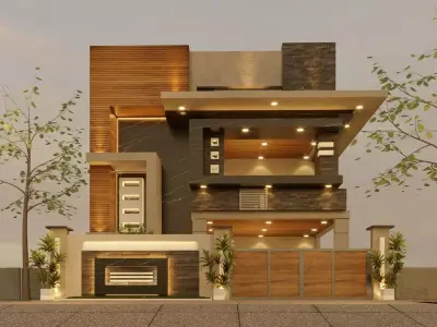 Modern house Low-poly 3D model  Free low-poly 3D model