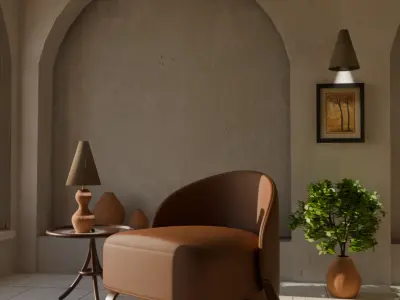 Archviz Single Seat  3 Basic Scene and Lighting 3D model