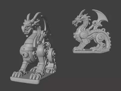 Industrial Dragon Sculpture  3D print model