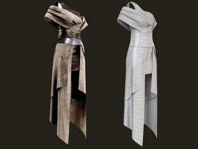 Epic Female Warrior Outfit - Low-Poly Rigged PBR 3D Model Low-poly 3D model