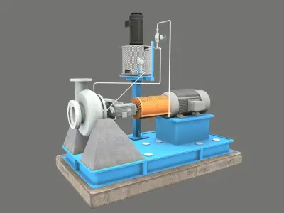 Electric Centrifugal Water Pump Low-poly 3D model