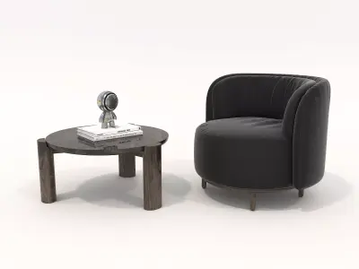 Modern Coffee Table and Armchair Set 47 3D model