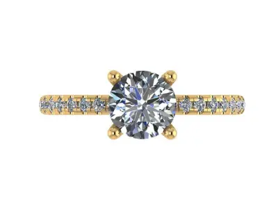 Diamond solitaire ring 3D print model