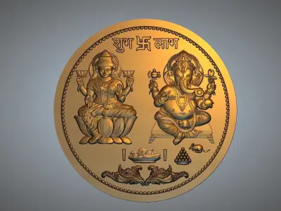 LAXMI AND GANESH JI COIN  3D print model