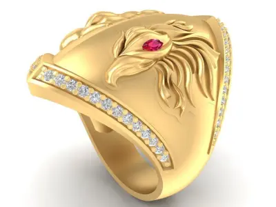 Luxury Lion Head Diamond Men Ring 3D Model  2909 3D print model