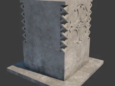 Church Furniture - Stone Baptismal Font 05 3D model