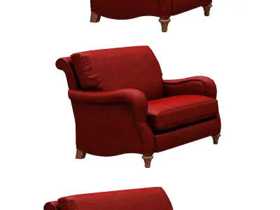 Classical Armchair set Low-poly 3D model