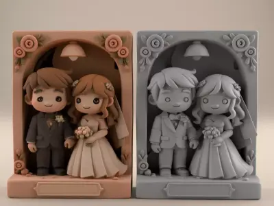 Charming Wedding Couple 3D STL File Decor 3D print model