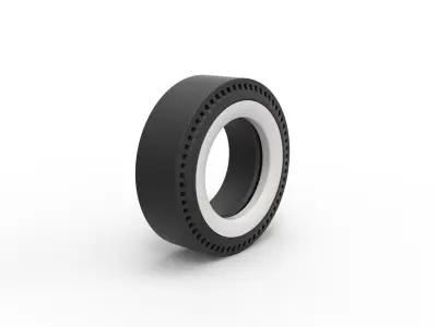 Whitewall rear tire of vintage dragster Version 1 Scale 1 to 25 3D print model