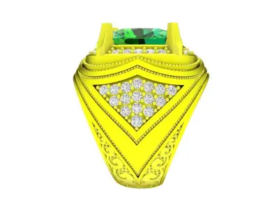 A7208 Oval Diamond Fashion Men Ring 3D print model