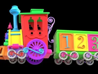 Carton train 3D model