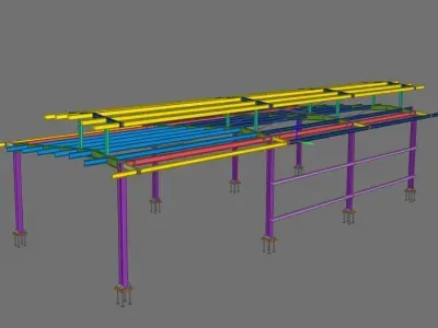 Steel Canopy Structure OBJ IFC 3D Model 3D model