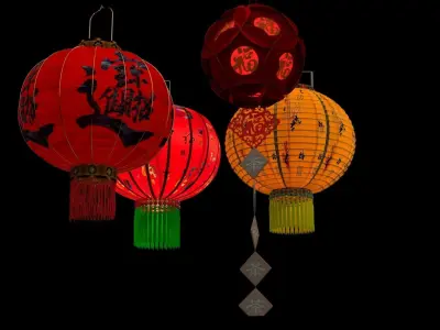 Chinese red lantern 3D model 91