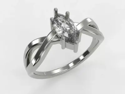 Twisted marquise ring for 3D printing 3D print model