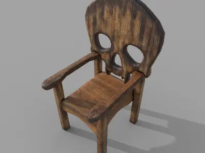 Wooden Skull Chair Low-poly 3D model