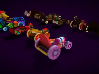 Cartoon sweet car Low-poly 3D model