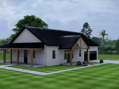 Modern American House Exterior 3D Model Architectural  3D model
