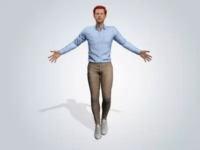 Realistic Male 3D Character with red hair 3D model