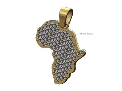 Iced diamond africa pendant charm with bail 3D print model