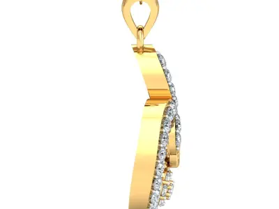 Yellow gold diamond pendent-P3 PS-20 3D print model