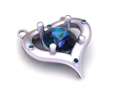 Golden Heart Diamond Pendant 3D Printable Model 3D print model