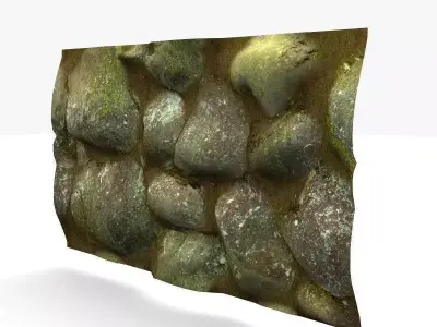 Tilable Mossy Rock wall 3D model