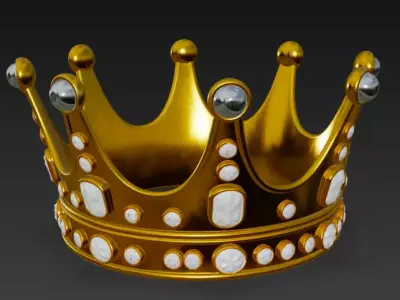 Golden Crown with Emerald Gems 3D model