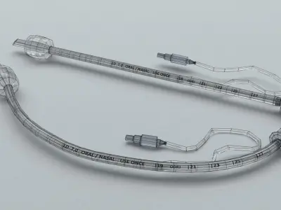 Traceal Tube - Medical Catheter Low-poly 3D model