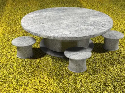Round Garden table set Free 3D model