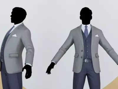 Men Pans with Shirt Blazer and Shoes MixBlueBlackGrey Low-poly 3D model