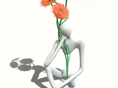 Flower Holder Statue  LP   Statue  Low-poly 3D model