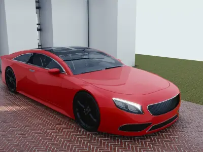 BLENDER EEVEE Brandless Extended Wheelbase 2 door coupe Low-poly 3D model