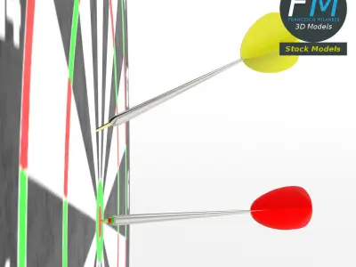 Darts with target 1 3D model
