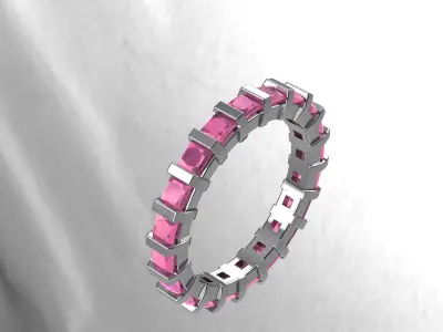 Anello con pietre quadro  3D print model