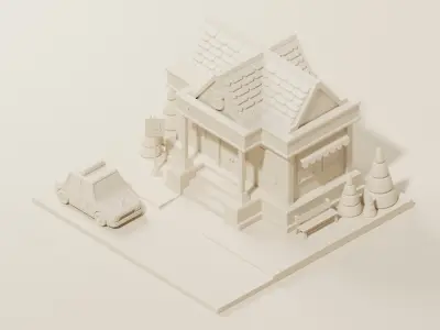 Police Station - Isometric  Low-poly 3D model