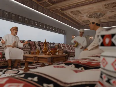 Traditional  Arabic Living Room Low-poly 3D model