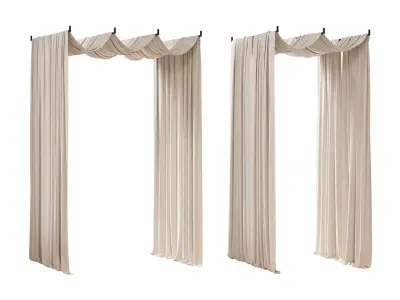 Curtain HE-No 05 Wall Drapery Curtain 01 3D model