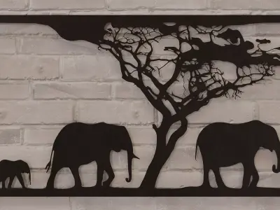 Metal Wall Art Elephant 3D model