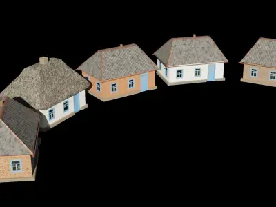 An old village house in 5 variants Low-poly 3D model
