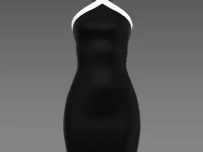 dress v neckline black and white Low-poly 3D model
