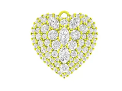 A7266 Diamond Heart Pendant 3D Model 3D print model