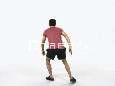 Flow 09E Football Changing Direction Sports Man Low-poly 3D model