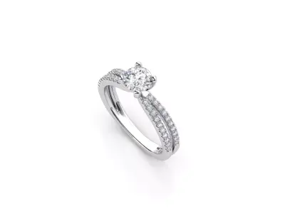 ZDR046 diamond engagement ring gold 3D print model