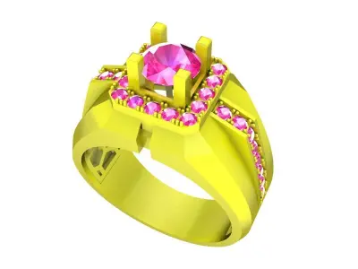 A7427 Korean Style Diamond Men Ring 3D print model
