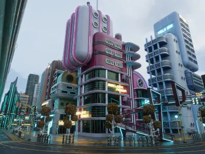 SCIFI ATOMPUNK BUILDING 02 Low-poly 3D model