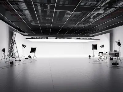 Hangar studio interior Low-poly 3D model